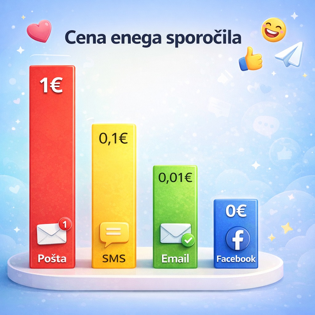 Primerjava cen marketinških kanalov za društva - pošta, SMS, e-pošta in socialna omrežja